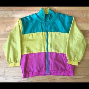 🌈⚡️ 90s Full Zip Rainbow Windbreaker